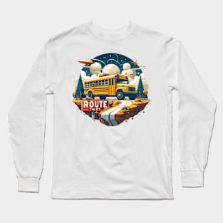 School Bus On An Adventurous Road Trip, Route Tales Long Sleeve T-Shirt